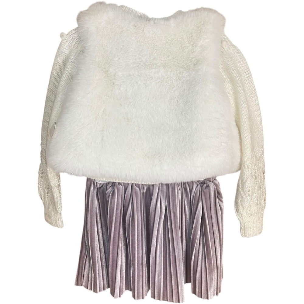 Rachel Zoe 3 piece Sweater Vest and Skirt Outfit Set White Cream Purple - Picture 2 of 12